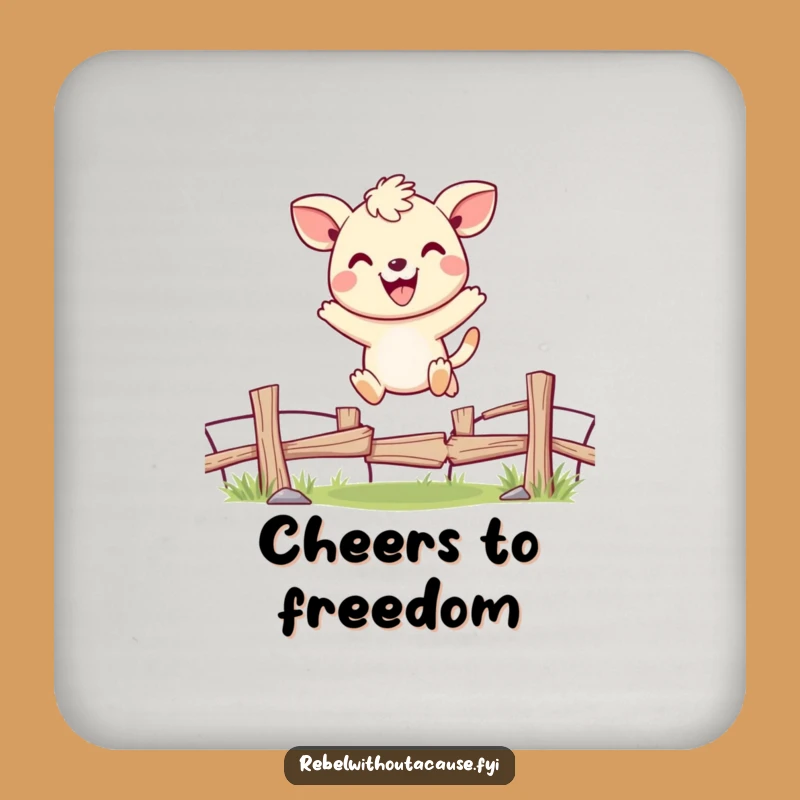 Funny Cheerful Animal Jumping Fence Coaster, Sip with a Smile Funny Gift