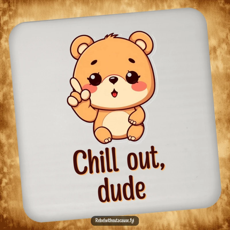 Funny Cool Bear Drink Coasters featuring a bear giving a wavy finger gesture and a wink, adding cool protection to surfaces.