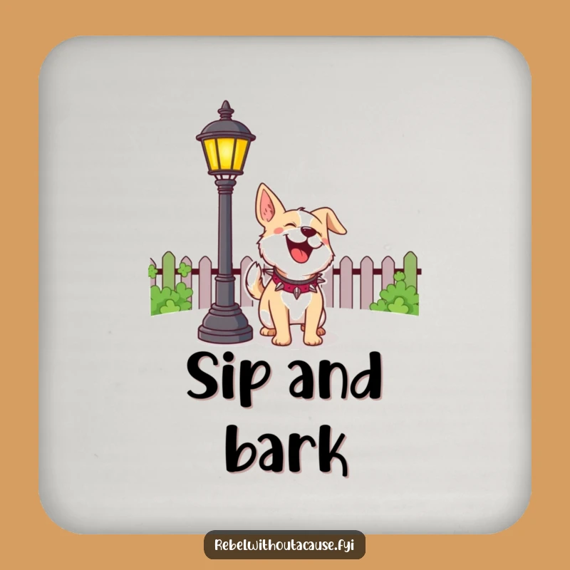 Funny Dog Barking Lamppost Drink Coaster - Hilarious Table Protector