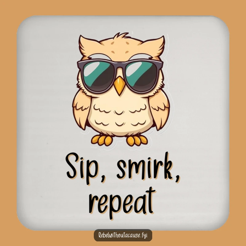 Funny Owl Coaster: Cool Sarcastic Drink Protector, Unimpressed Bird Decor Gift
