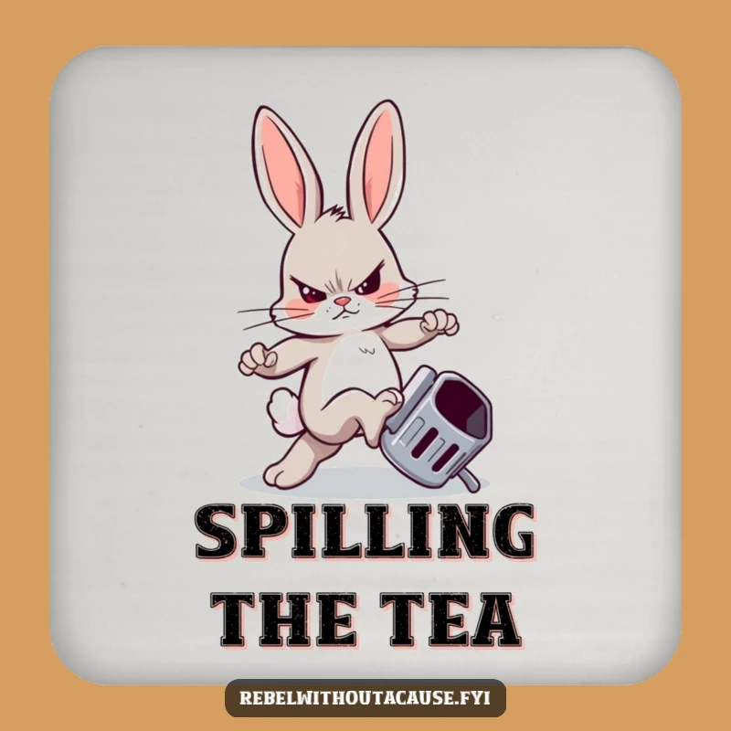 Funny Rebellious Bunny Coasters: Protect Surfaces with Sass, Hilarious Gift