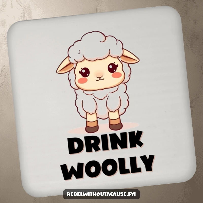 Funny Sheep Coaster: A kawaii sheep wearing mismatched socks looks charmingly scattered, adding a whimsical and humorous touch to drink coasters.