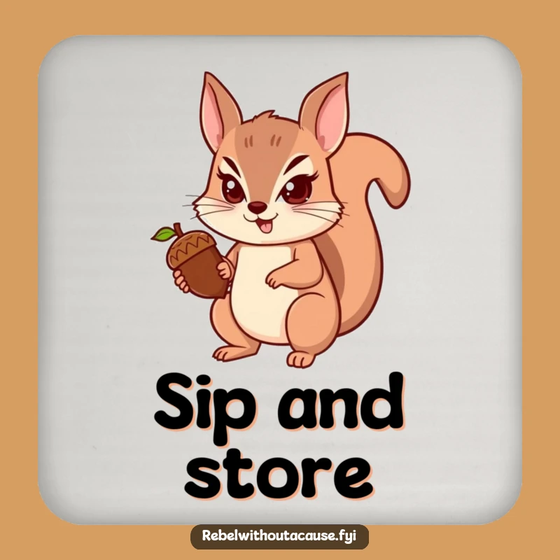 Funny Squirrel Coaster: Determined Guard, Protect Surfaces with Funny Gift