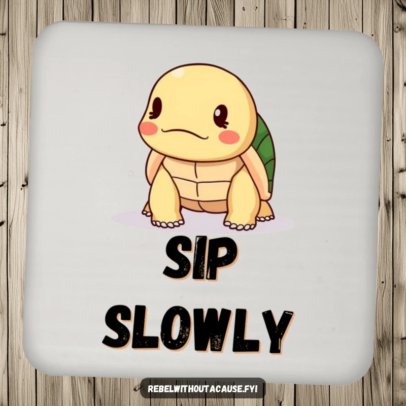 Funny Turtle Coaster: A kawaii turtle shakes its head slowly in disapproval, adding a humorous and judgmental touch to drink coasters.