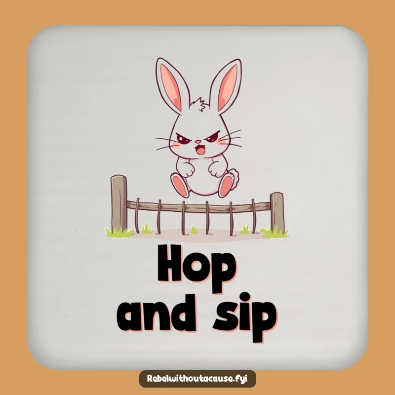 Funny Rebellious Bunny Drink Coaster - Hilarious Table Protector
