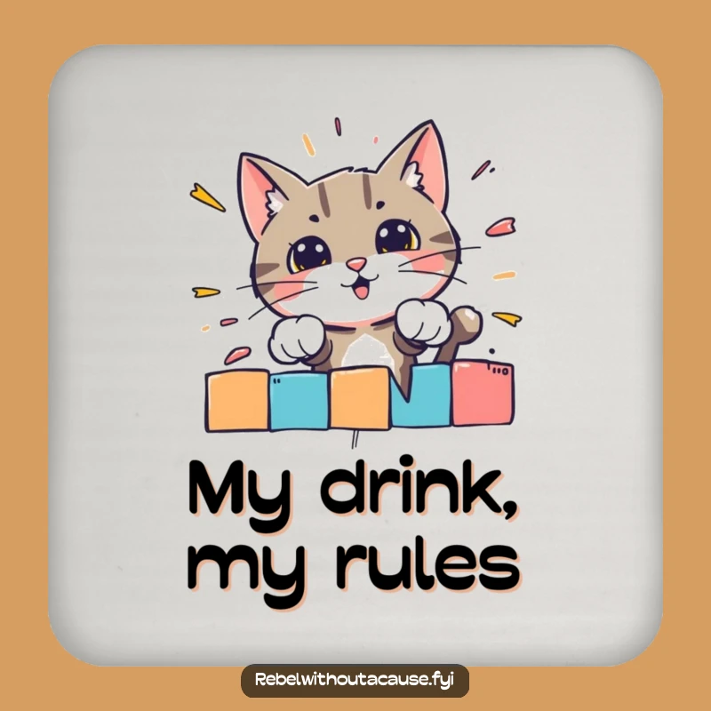 Funny Bold Cat Barrier Smash Drink Coaster: Protect Surfaces with Feline Force