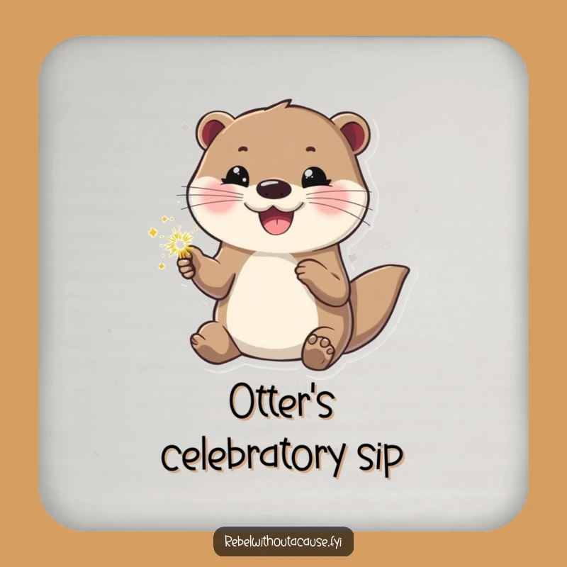 Funny Otter 'Sparkle On' Coaster - Cool Confident Otter Drink Protector Gift