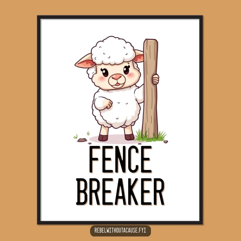 Funny Defiant Sheep Poster: Farmyard Fun for Your Walls!