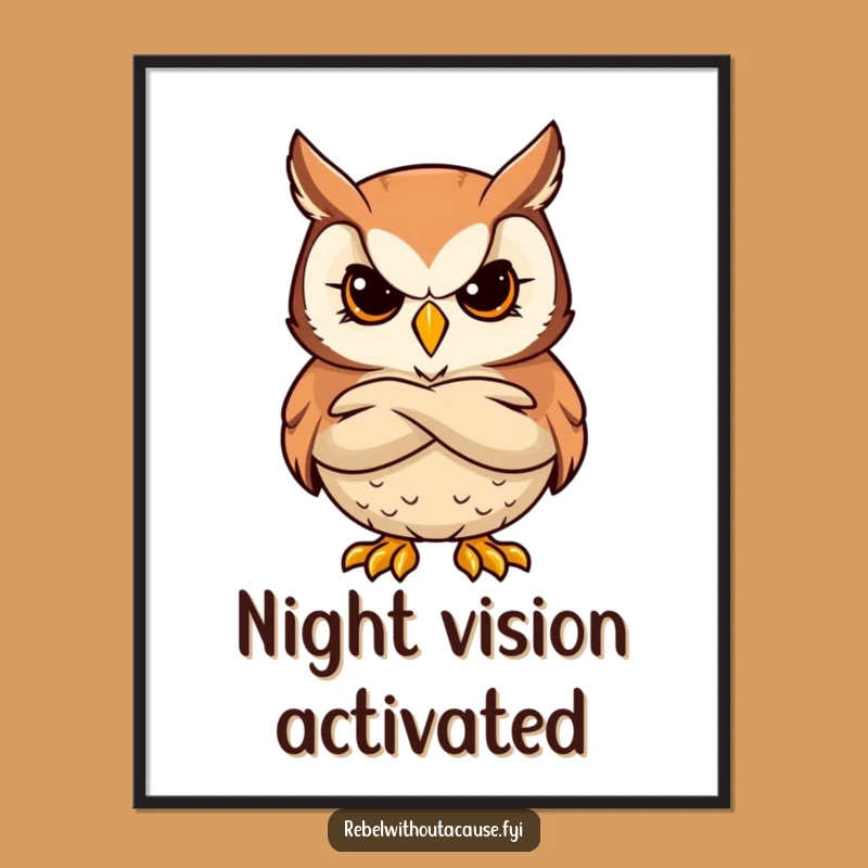 Funny Bold Owl Art Print: Stern Wisdom - Perfect Quirky Funny Gift!