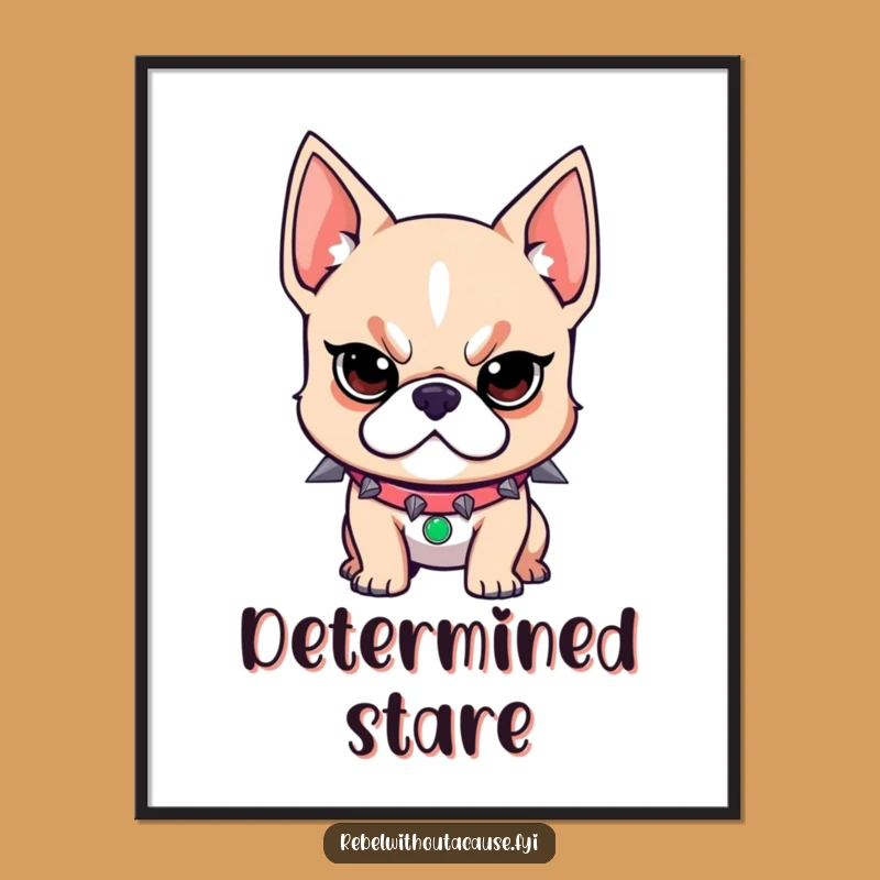 Funny Dog Poster: Spiked Collar Rebel, Determined Art, Unique Gift
