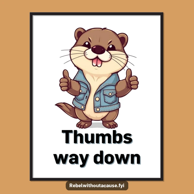 Funny Otter Poster: Rebel Wall Art with a Defiant Denim Otter