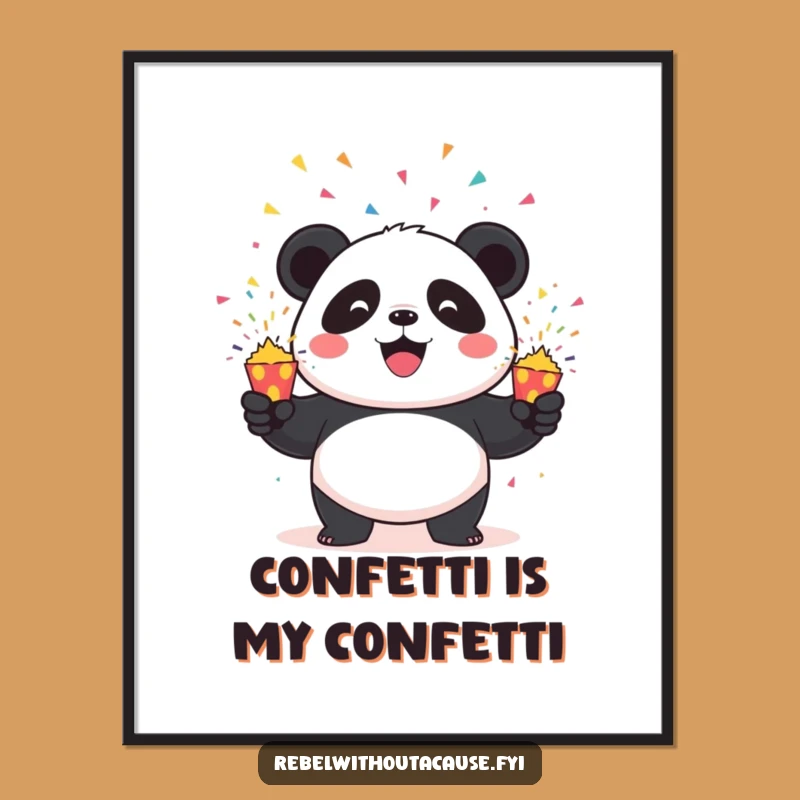 Funny Panda Party Poster: Mischievous Panda Juggling Exploding Poppers, Vibrant Funny Gift Decor