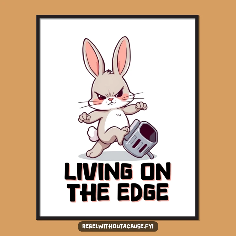 Funny Rebellious Bunny Poster: Wall Art That Kicks Butt, Funny Gift