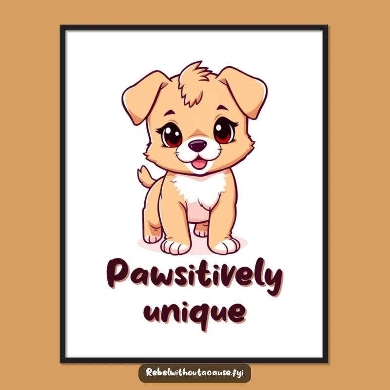 Funny Puppy Poster: Confident Stride, Rebel Fur, Perfect Wall Art & Funny Gift