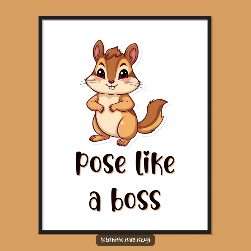 Funny Chipmunk Pose Poster: Bold Animal Art, Confident Decor Gift