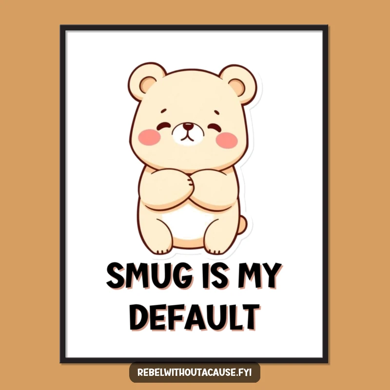 Funny Kawaii Bear Poster: Sassy Crossed Arms Art, Perfect Humorous Gift Print