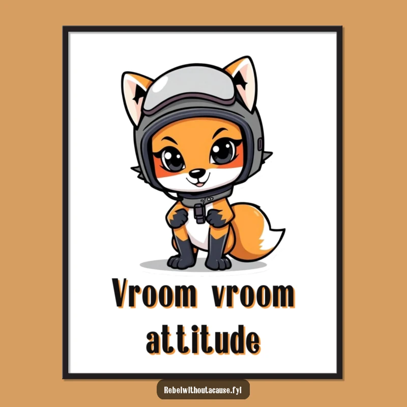 Funny Cool Fox Poster: Wall Art for Speed Demons, Funny Gift