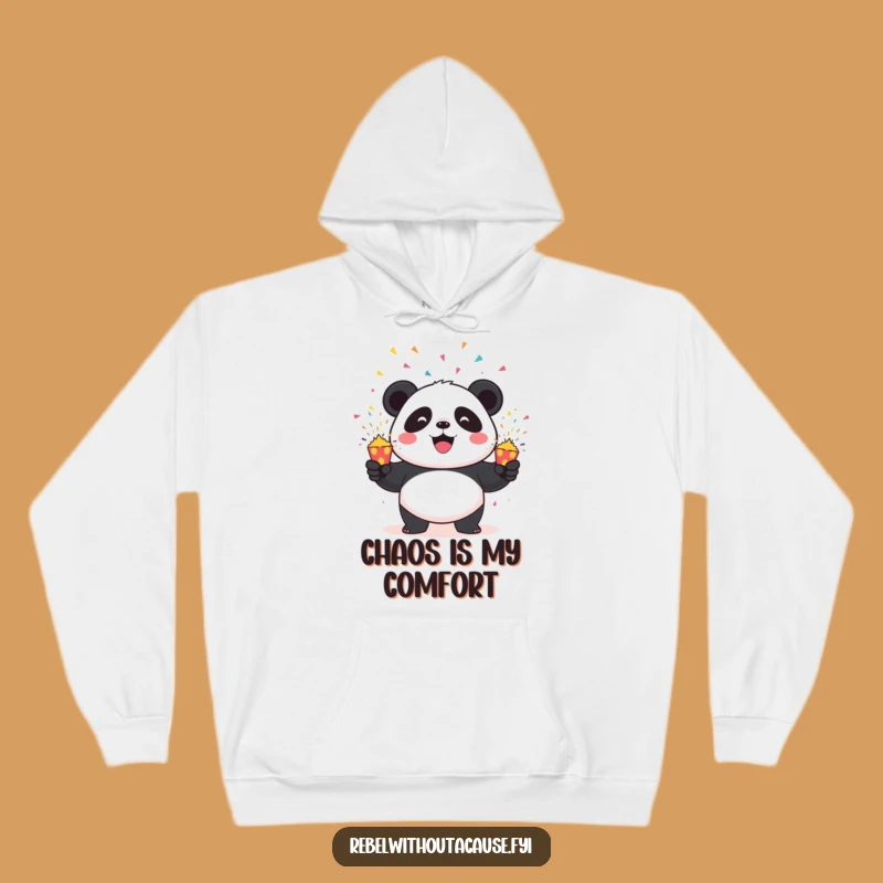 Funny Panda Cozy Hoodie: Mischievous Panda Juggling Exploding Poppers, Warm Funny Gift Apparel