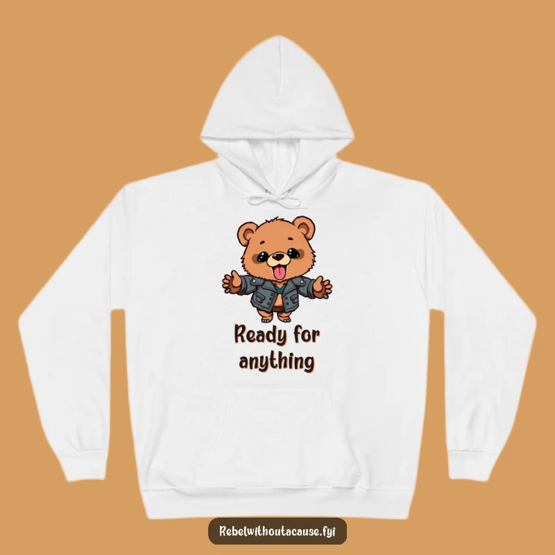 Funny Bear Cub Hoodie: Cozy & Cool with Ripped Leather Jacket, Perfect Funny Gift