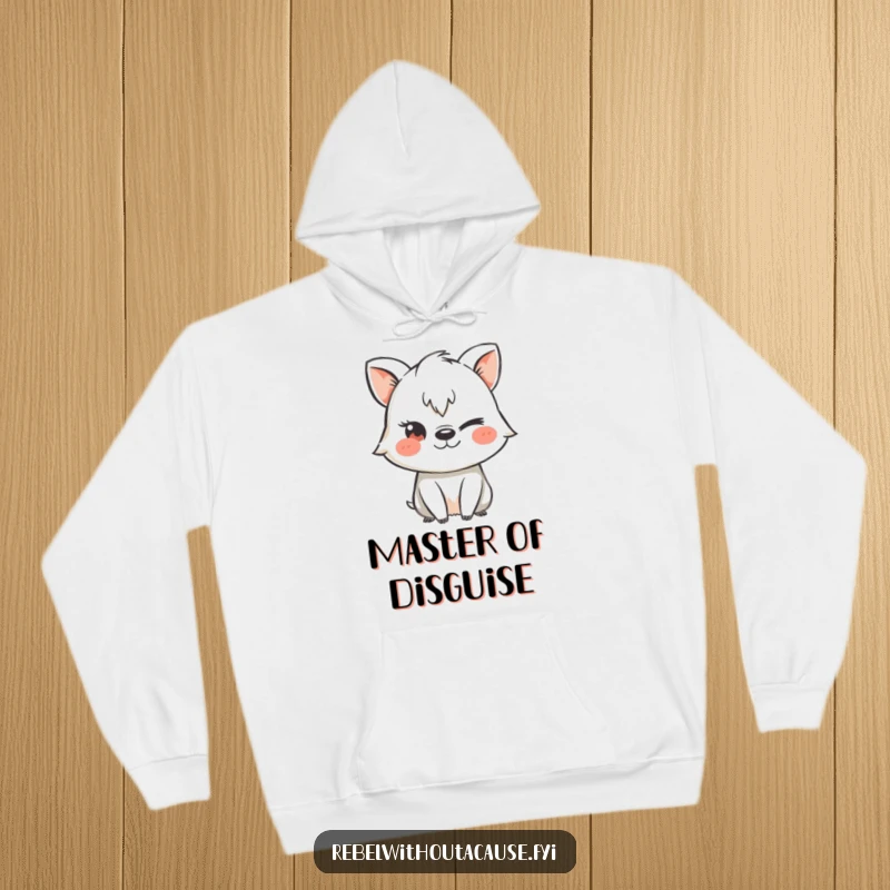 Funny hoodie with a mischievous animal character using a chalk stencil and winking, perfect for cozy and playful moments.