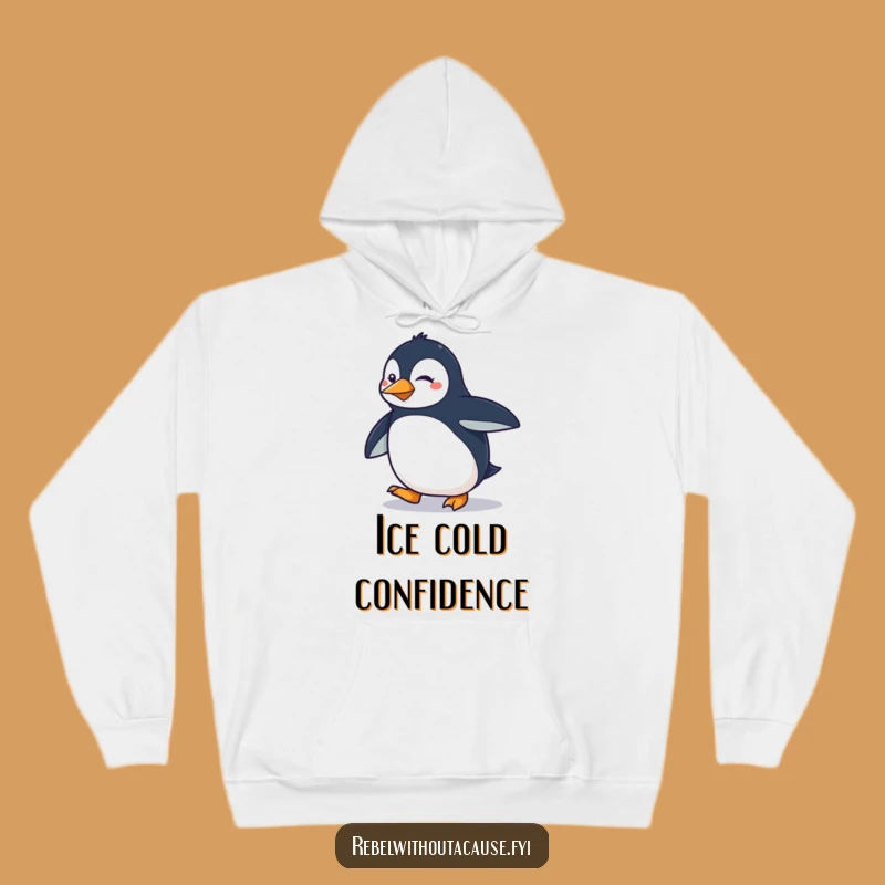 Funny Penguin Strut Hoodie: Cozy Sassy Bird, Determined Winter Warmth Gift