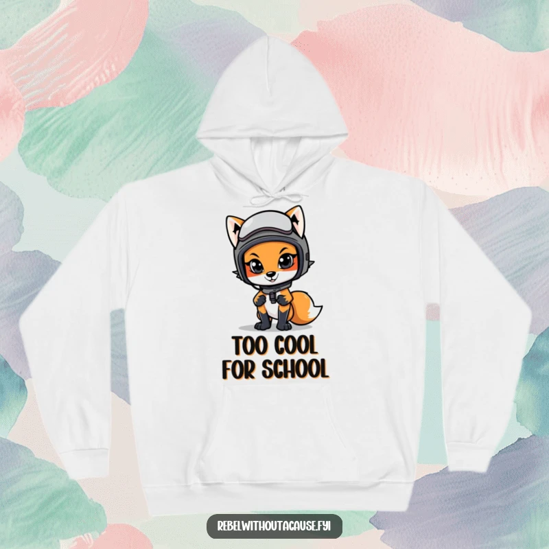 Funny hoodie featuring a cool fox in a motorcycle helmet, offering warmth and a stylish, adventurous vibe.