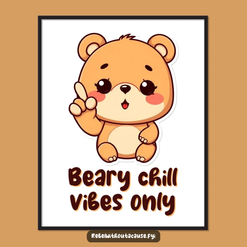Free Printable Cool Bear Wall Art - Winky Gesture Downloadable for Chill Decor
