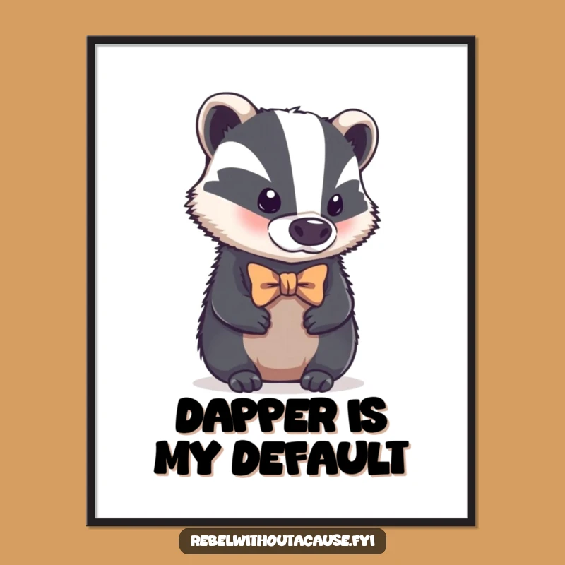 Free Printable Badger Wall Art: Aloof Bowtie Poster for Sophisticated Decor