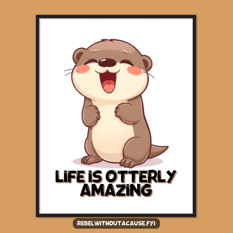 Free Printable Giggling Otter Wall Art - Playful Flipping Animal Downloadable Decor