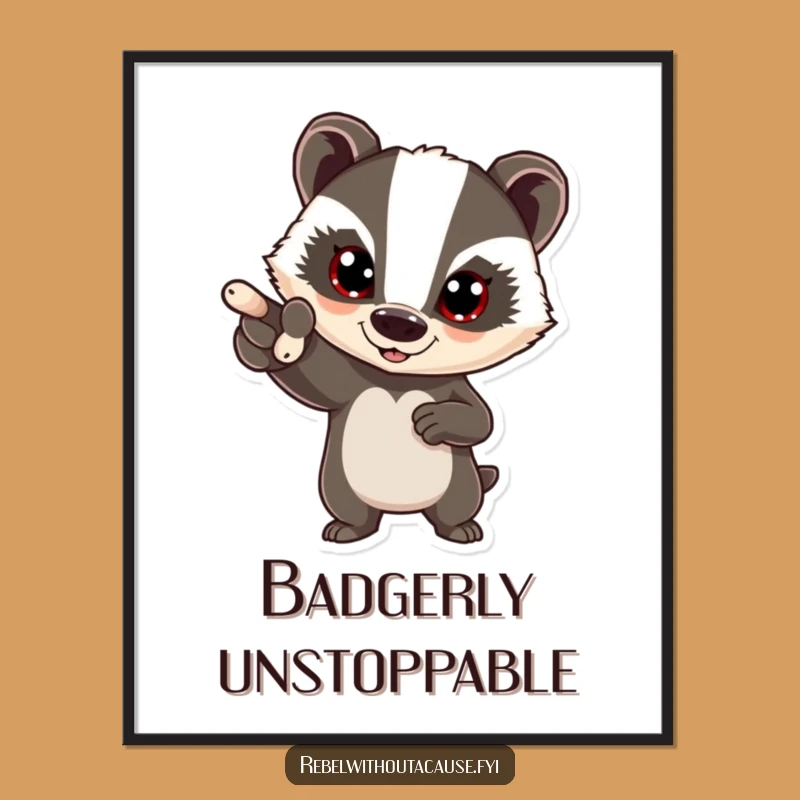 Free Printable Wall Art: Bold Badger for Motivating and Confident Decor
