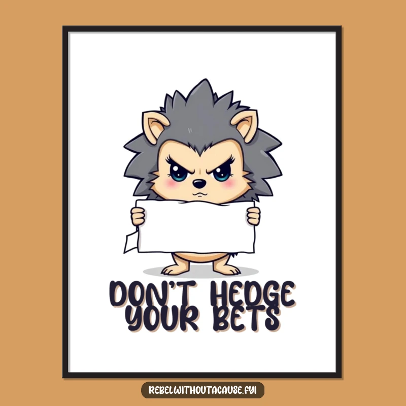 Free Printable Wall Art: Determined Hedgehog, Stern Message, Funny Downloadable Decor