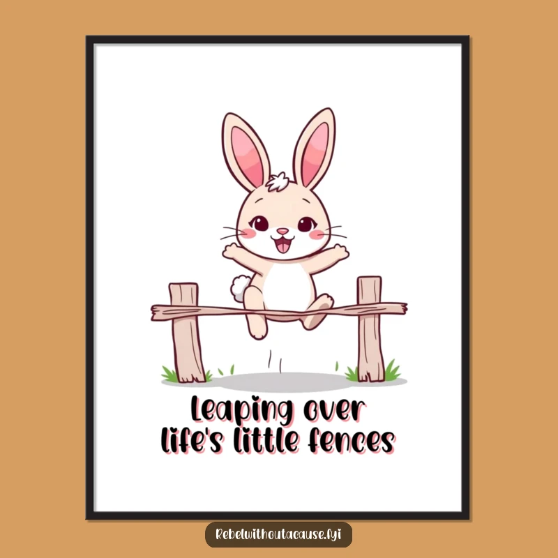 Free Printable Wall Art: Determined Rabbit, Overcoming Fence, Funny Decor