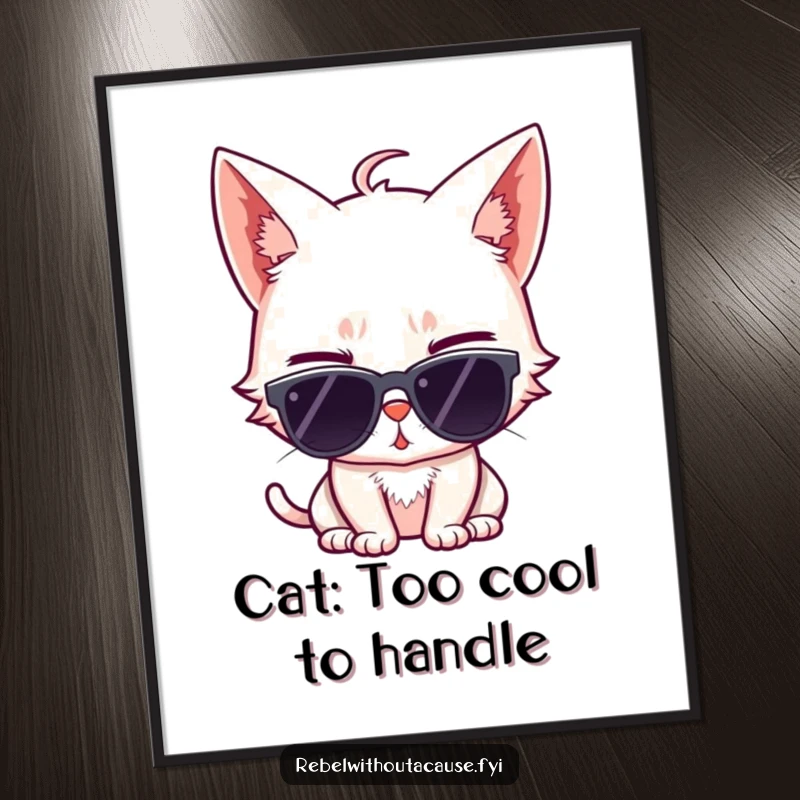 Funny Free Printable Wall Art: A sassy cat winks, wearing sunglasses and striking a super cool pose.