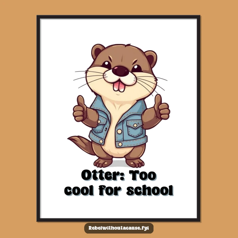 Free Printable Wall Art: Rebellious Otter Thumbs-Down Funny Downloadable Poster