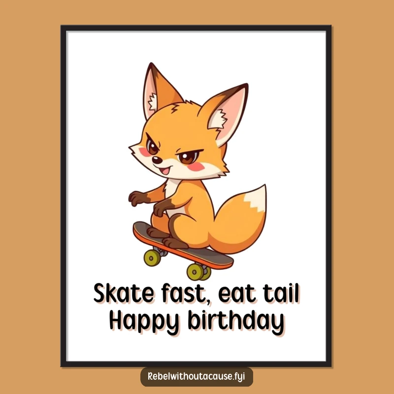 Funny Free Printable Fox Art: Skater Style, Downloadable Wall Decor for a Cheeky Vibe