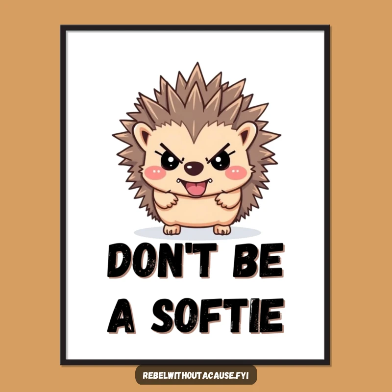 Funny Free Printable Hedgehog Wall Art: Defiant Spikes Downloadable Decor, Quirky Gift