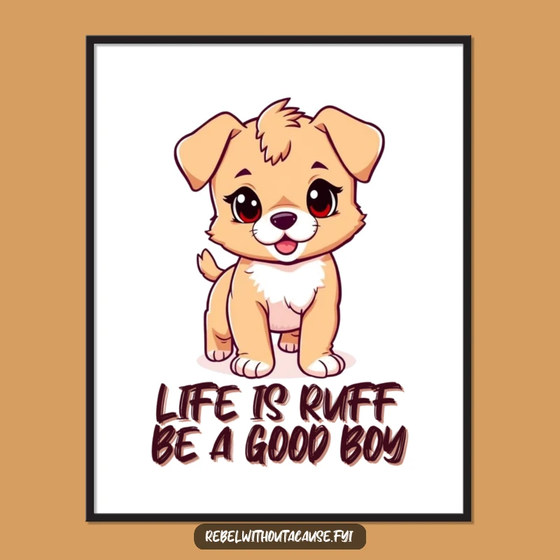 Funny Free Printable Puppy Art: Rebellious Streak, Downloadable Wall Decor for a Playful Vibe