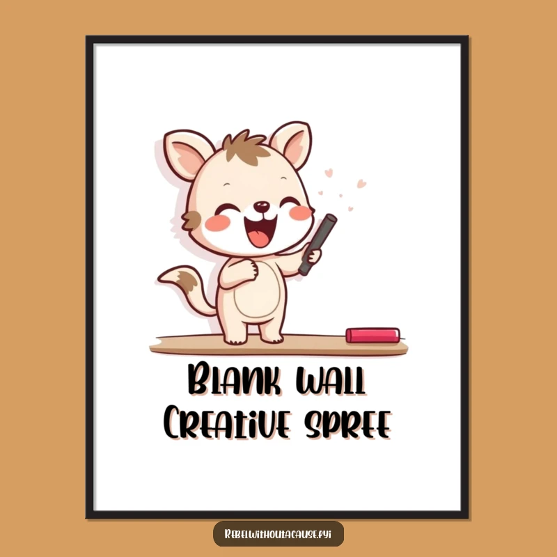 Funny Free Printable Wall Art: Joyful Animal Chalk Scrawl Whimsical Downloadable Decor