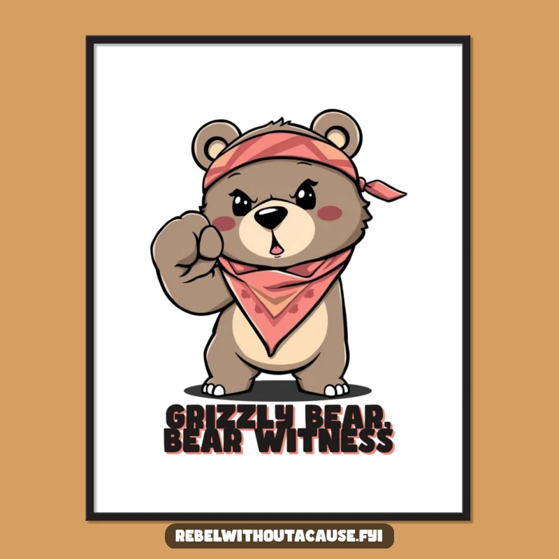 Free Printable Wall Art: Determined Bear Fist Bump, Motivational Art, Downloadable Gift