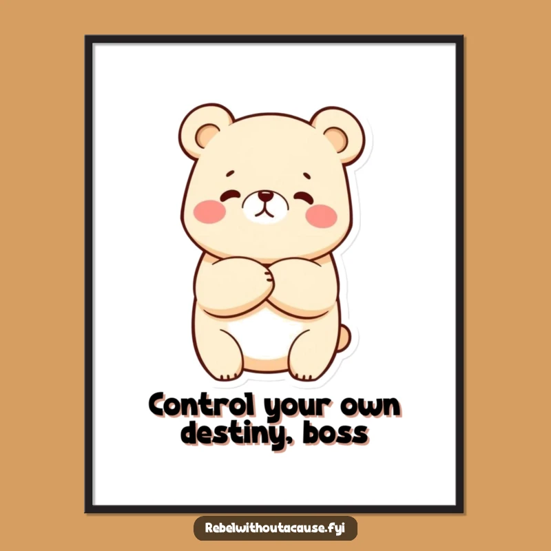 Grumpy Kawaii Bear Wall Art: Funny Free Printable Downloadable Art for Your Room