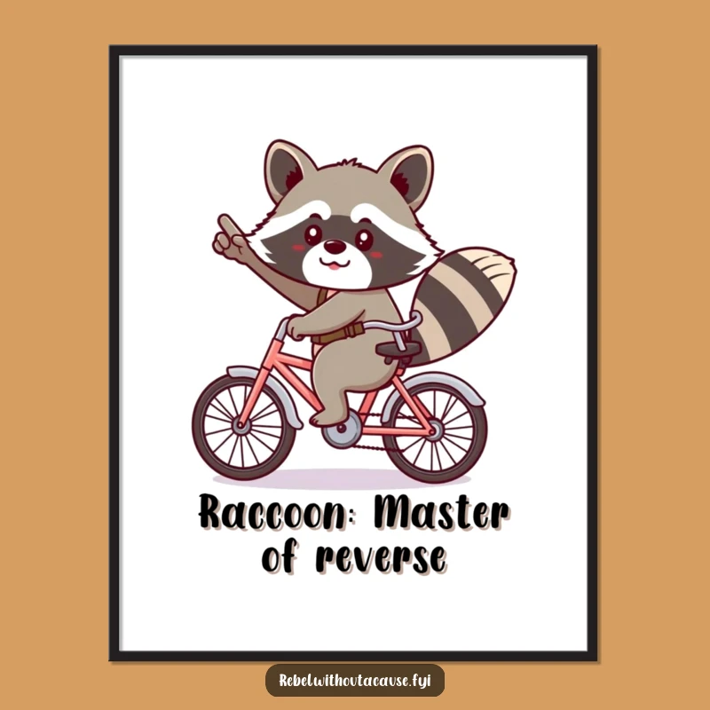 Free Printable Wall Art: Funny Raccoon Bicycle, Quirky Downloadable Art for Home Decor