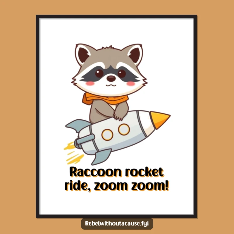Funny Free Printable Wall Art: Raccoon Rocket - Whimsical Downloadable Decor!