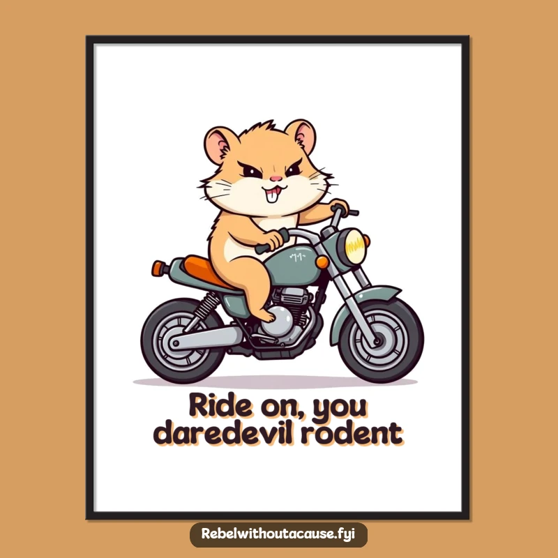 Funny Free Printable Wall Art: Hamster on Motorcycle, Quirky Downloadable Decor