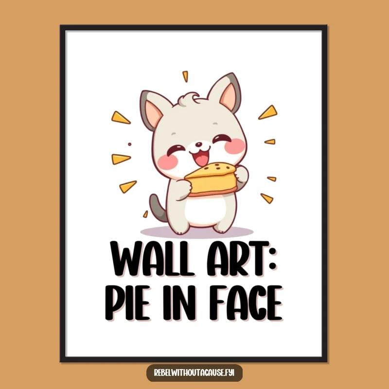 Free Printable Wall Art: Cheerful Pie Smasher Animal, Humorous Kitchen Decor