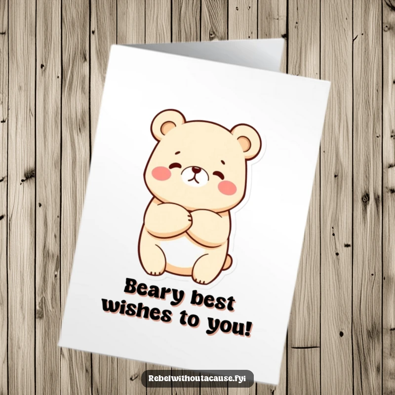 Funny Free Printable birthday card featuring a smug kawaii bear with arms crossed, judging your life choices with a playful smirk.