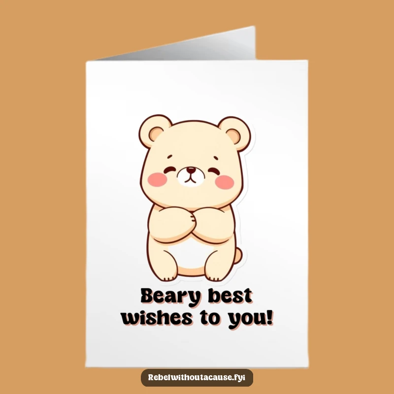 Free Printable Birthday Card: Grumpy Kawaii Bear Sarcastic Greeting Downloadable Gift