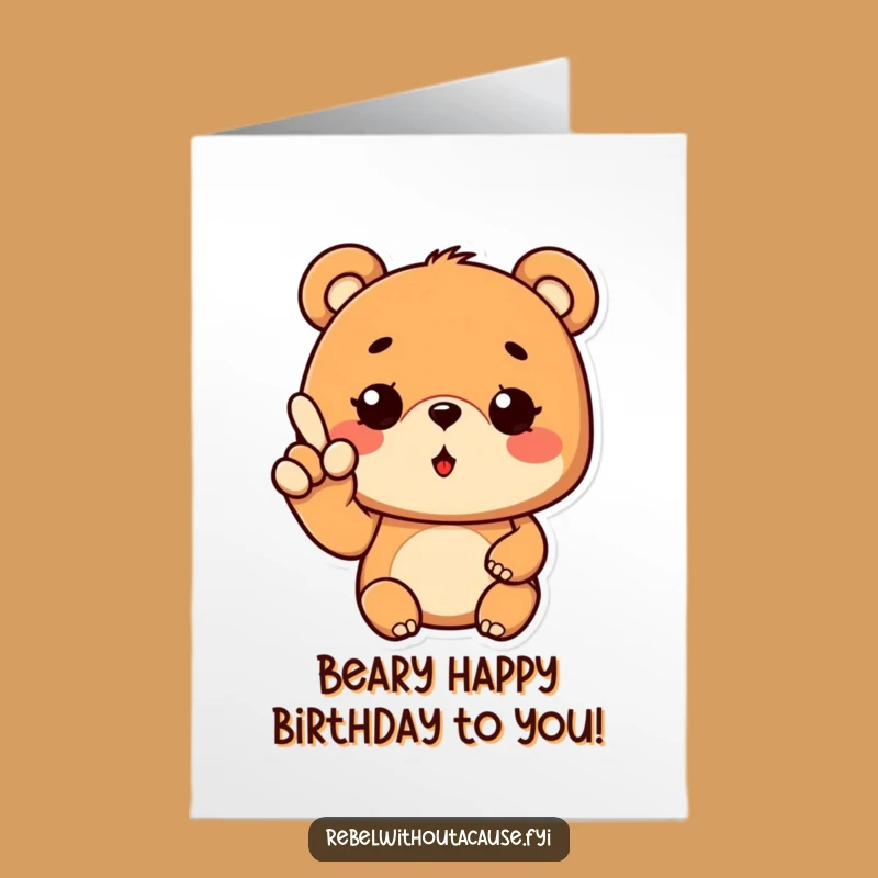 Free Printable Cool Bear Birthday Card - Winky Gesture Downloadable Gift for a Groovy Day
