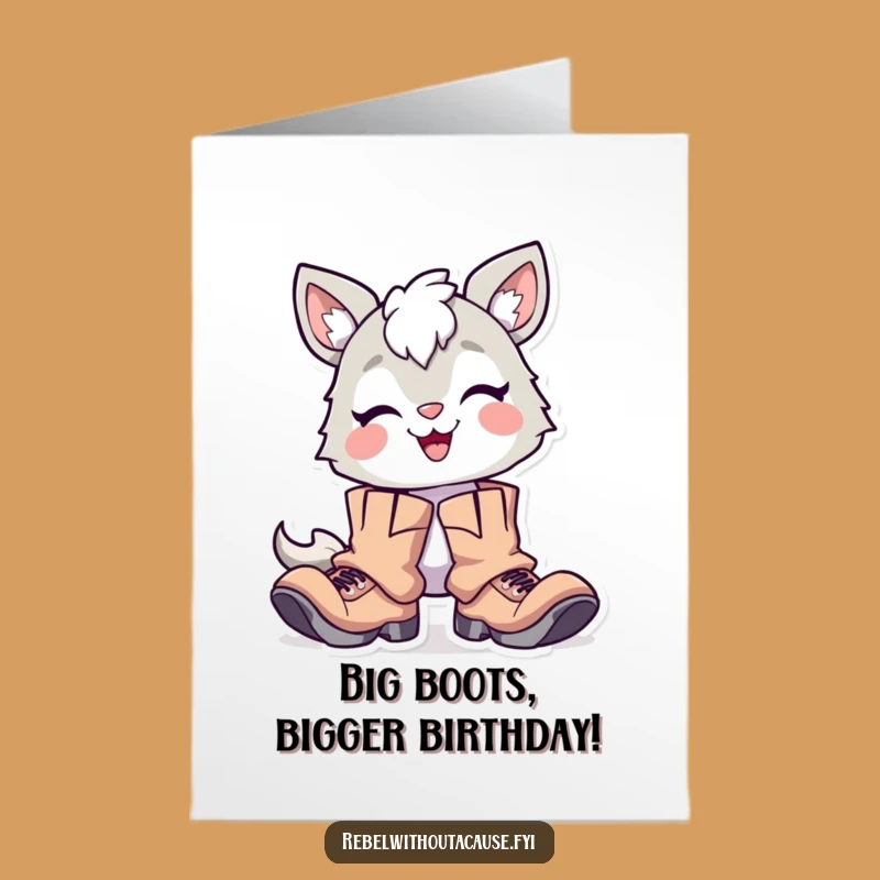 Free Printable Birthday Card: Proud Animal in Big Boots for a Stomping Good Time