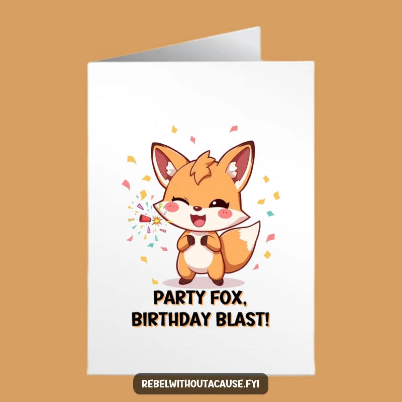 Free Printable Birthday Card: Confetti Fox Party - Celebrate with Laughs!