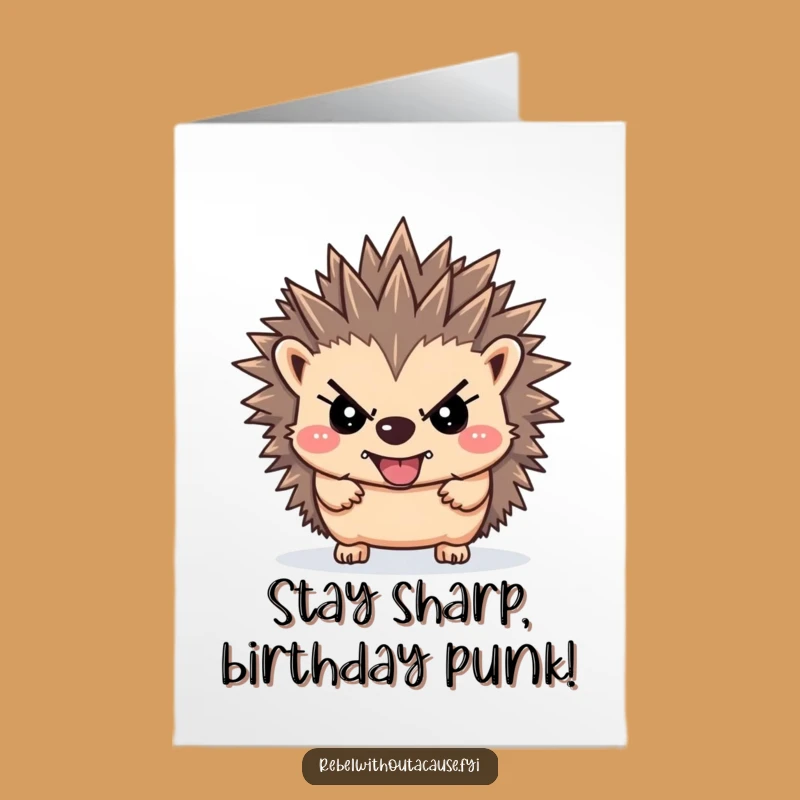 Free Printable Rebellious Hedgehog Birthday Card: Defiant Spikes Downloadable, Funny DIY Gift